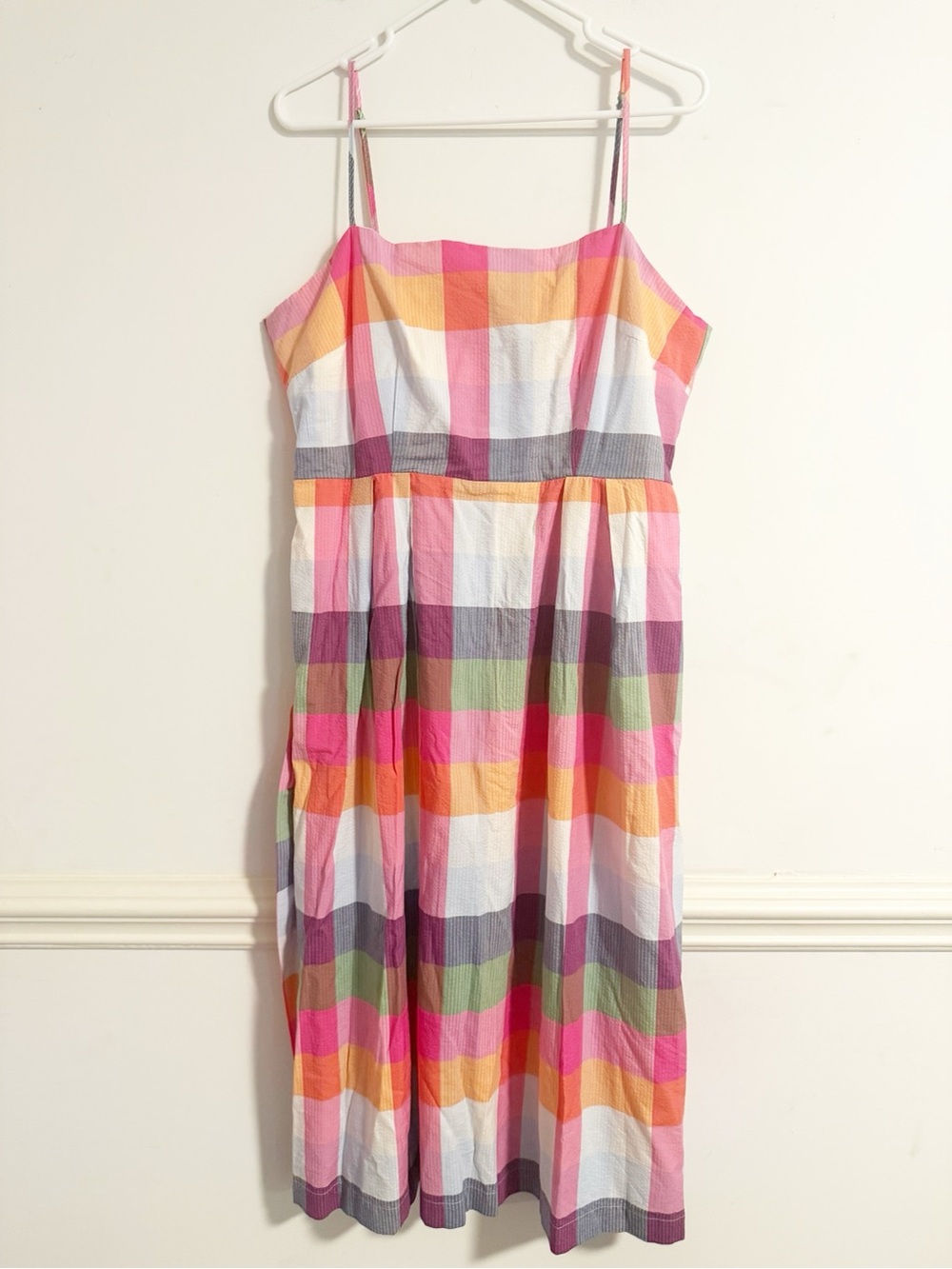 Kate Spade x Target Plaid Midi Sundress L Vibrant Multi Color Cotton Rayon Blend